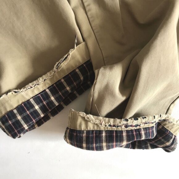LL Bean Pants Men Tag 37 /Actual 32x28 Khaki Flannel Plaid Lined Pleated Vintage - Picture 9 of 9